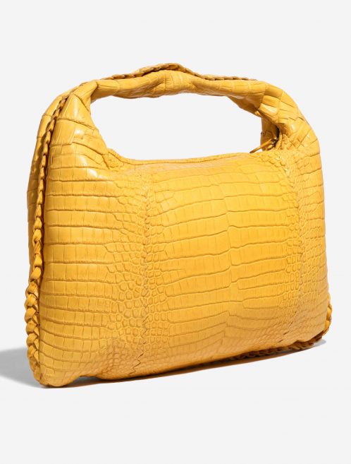 Pre-owned Bottega Veneta bag Hobo / Jodie Medium Matte Soft Crocodile Mirabelle Yellow Side Front | Sell your designer bag on Saclab.com