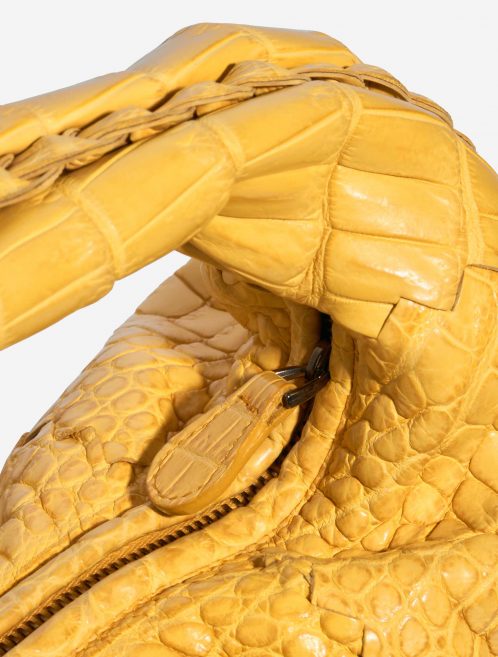 Pre-owned Bottega Veneta bag Hobo / Jodie Medium Matte Soft Crocodile Mirabelle Yellow Closing System | Sell your designer bag on Saclab.com