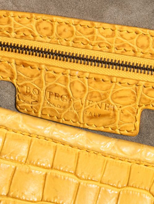 Pre-owned Bottega Veneta bag Hobo / Jodie Medium Matte Soft Crocodile Mirabelle Yellow Logo | Sell your designer bag on Saclab.com