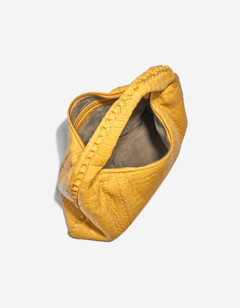 Pre-owned Bottega Veneta bag Hobo / Jodie Medium Matte Soft Crocodile Mirabelle Yellow Inside | Sell your designer bag on Saclab.com