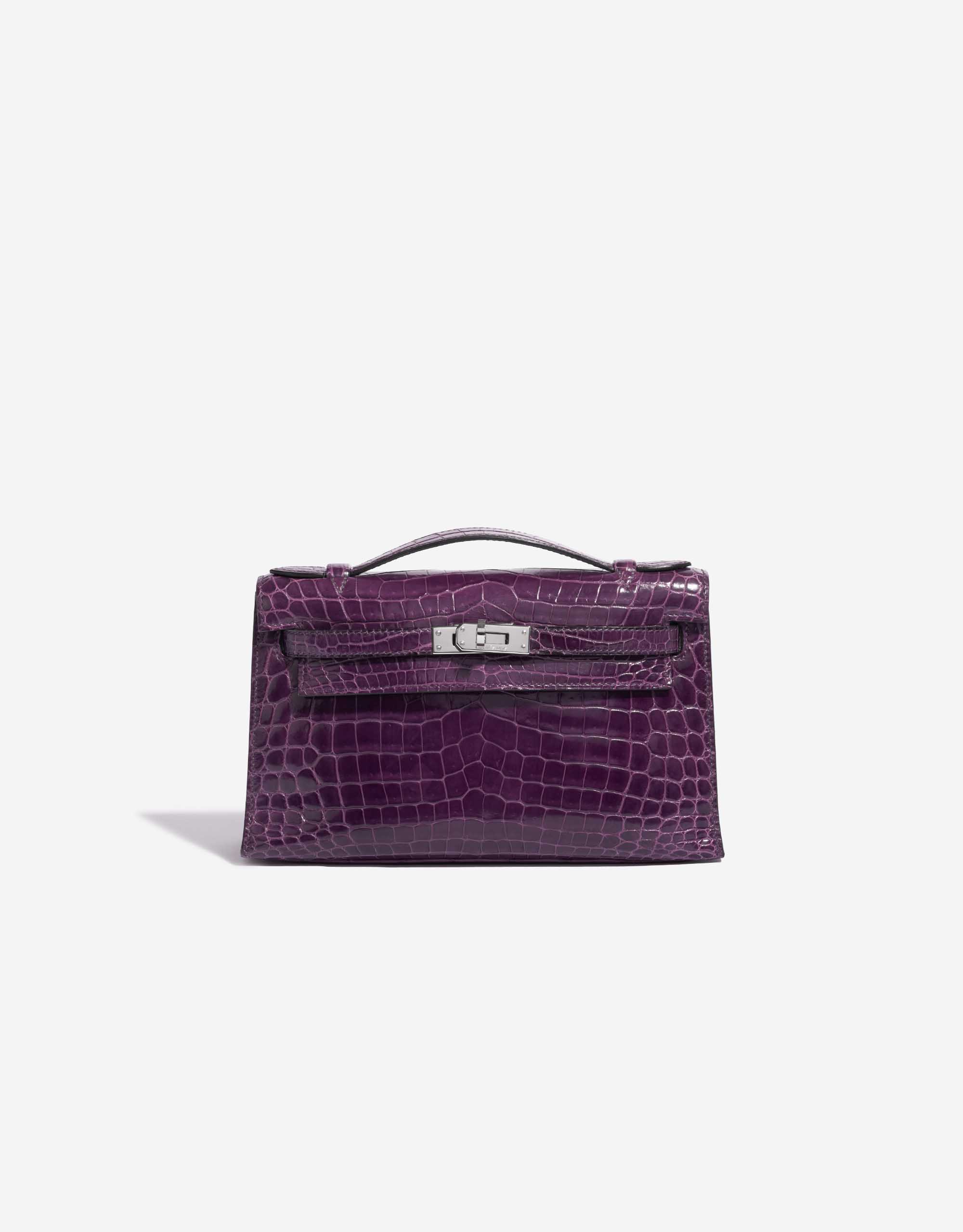 HERMÈS パープルレザー ケース Hermès Kelly Pochette Alligator Amethyst | SACLÀB