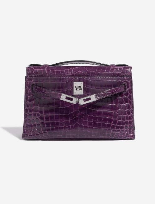Pre-owned Hermès bag Kelly Pochette Alligator Amethyst Violet Front Open | Sell your designer bag on Saclab.com
