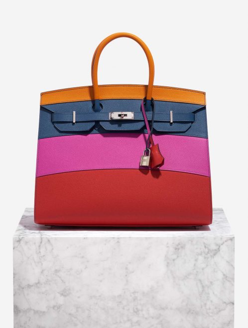Pre-owned Hermès bag Birkin 35 Sunset Rainbow Epsom Apricot / Blue Agate / Magnolia / Rouge Casaque Multicolour Front | Sell your designer bag on Saclab.com