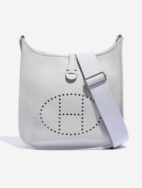 Pre-owned Hermès bag Evelyne 29 Taurillon Clemence Pale Blue Blue Front | Sell your designer bag on Saclab.com