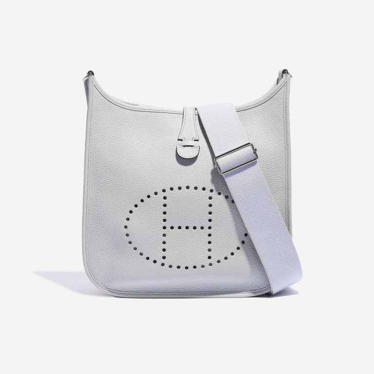 Pre-owned Hermès bag Evelyne 29 Taurillon Clemence Pale Blue Blue Front | Sell your designer bag on Saclab.com