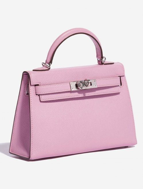 Pre-owned Hermès bag Kelly Mini Epsom Mauve Sylvestre Pink Side Front | Sell your designer bag on Saclab.com