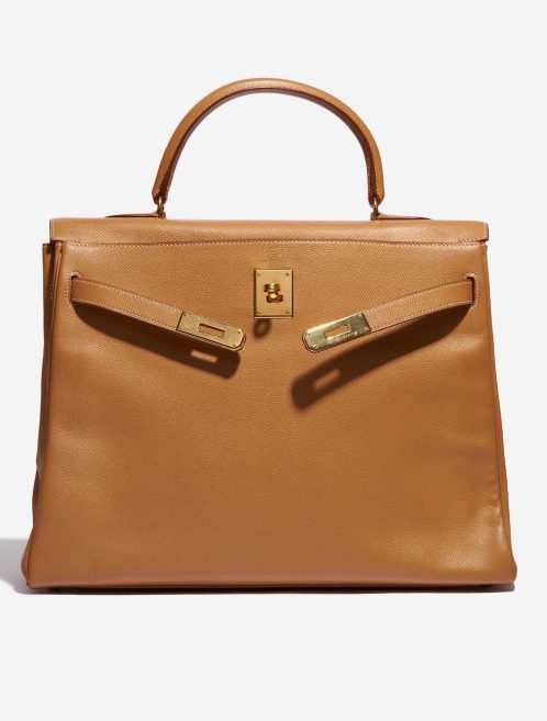 Pre-owned Hermès bag Kelly 35 Epsom Gold Brown Front Open | Sell your designer bag on Saclab.com