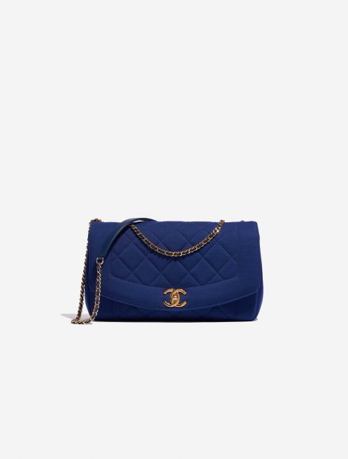 Pre-owned Chanel bag Diana Medium Cotton Blue Blue Front | Sell your designer bag on Saclab.com