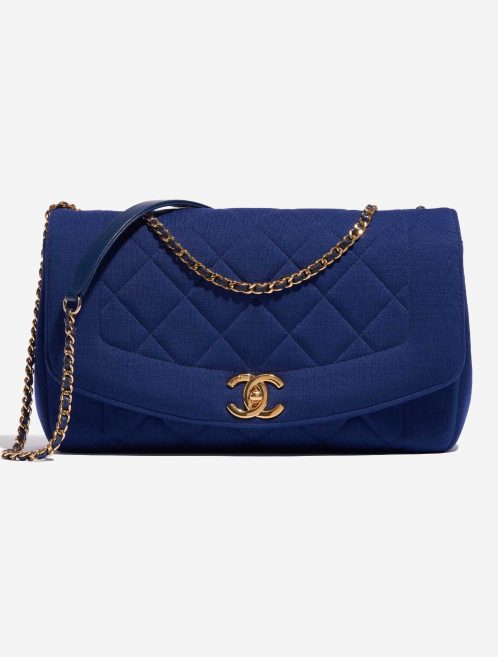 Pre-owned Chanel bag Diana Medium Cotton Blue Blue Front | Sell your designer bag on Saclab.com