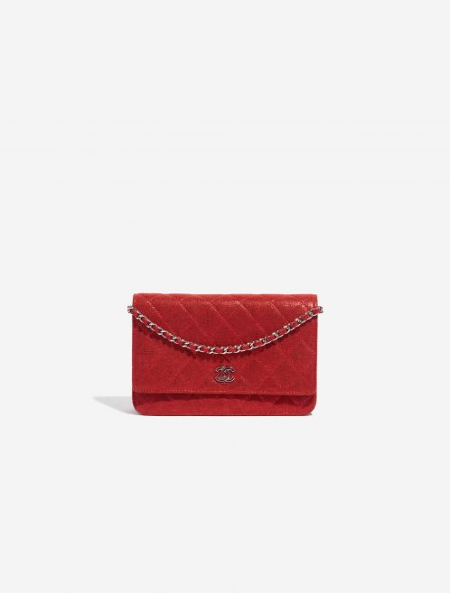 Pre-owned Chanel bag Timeless WOC Cotton Red Glittery Red Front | Sell your designer bag on Saclab.com