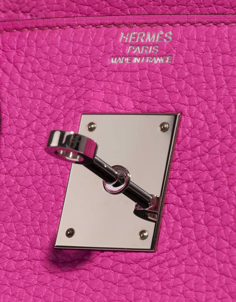 Pre-owned Hermès bag Birkin 30 Clemence Magnolia Pink Logo | Sell your designer bag on Saclab.com