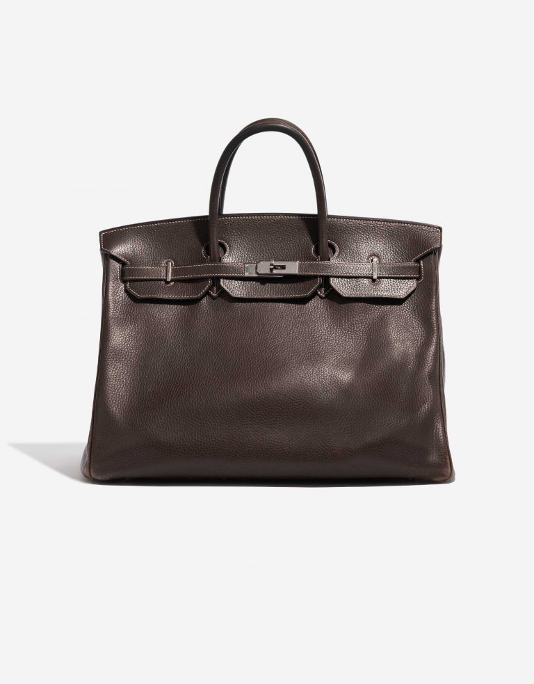 Pre-owned Hermès bag Birkin 40 Clemence Café Brown Front | Sell your designer bag on Saclab.com
