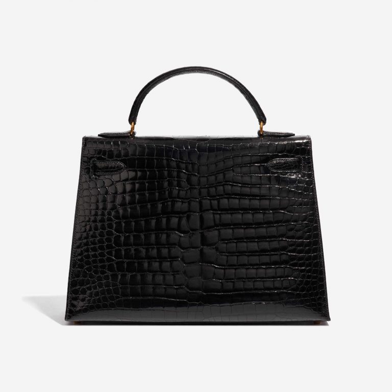 Pre-owned Hermès bag Kelly 32 Porosus Crocodile Black Black Back | Sell your designer bag on Saclab.com
