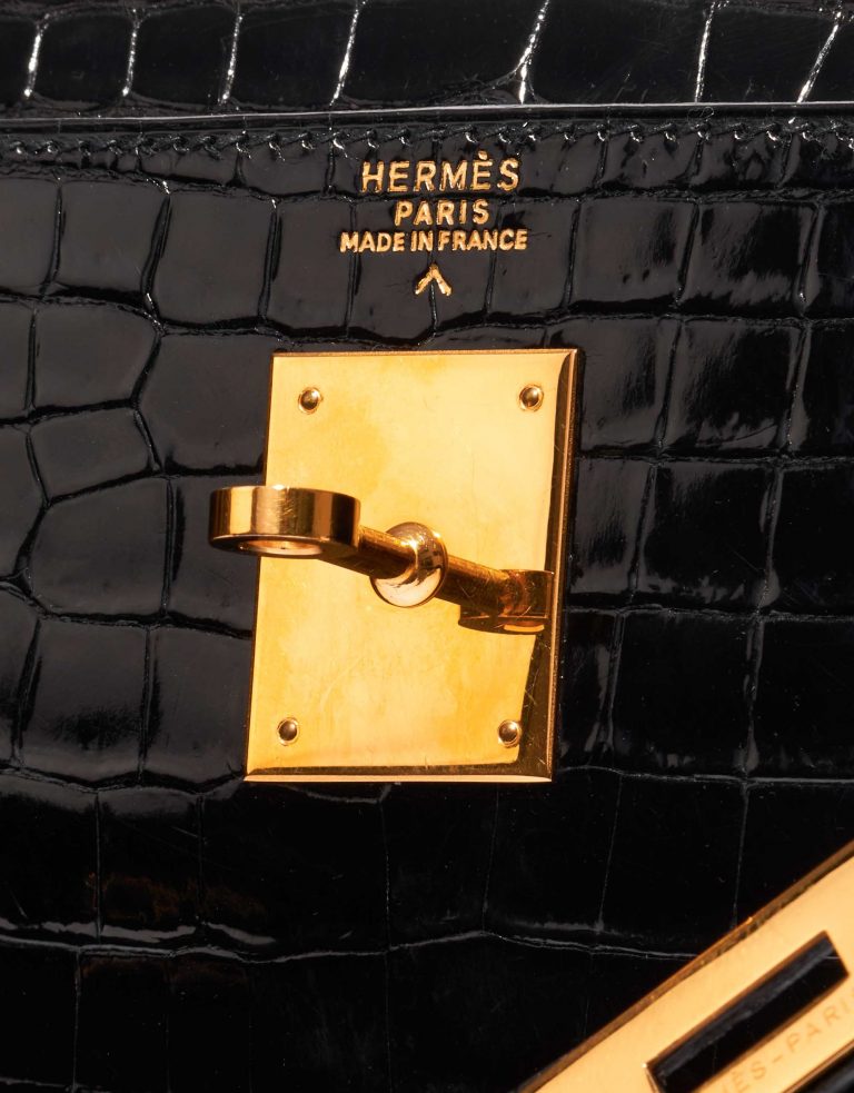 Pre-owned Hermès bag Kelly 32 Porosus Crocodile Black Black Logo | Sell your designer bag on Saclab.com