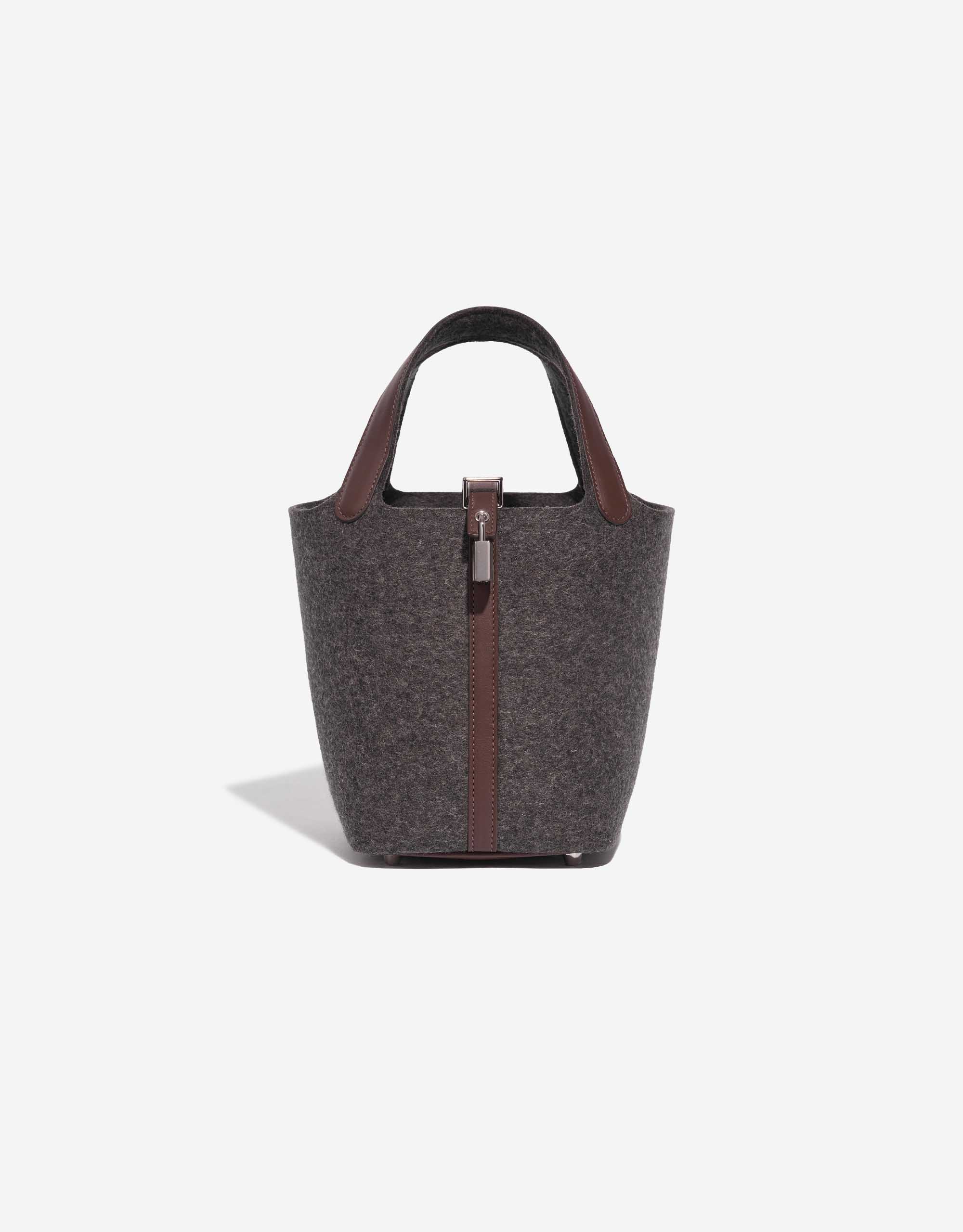 Hermès Picotin 18 Felt / Swift Gris Moyen / Havane | SACLÀB
