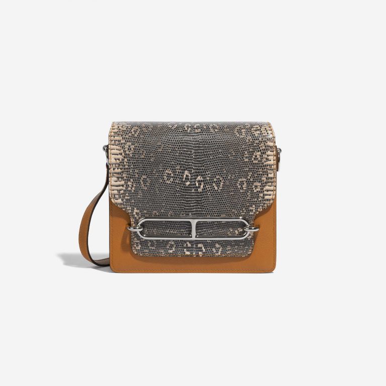 Pre-owned Hermès bag Roulis Mini Lizard Ombre Caramel Brown Front | Sell your designer bag on Saclab.com