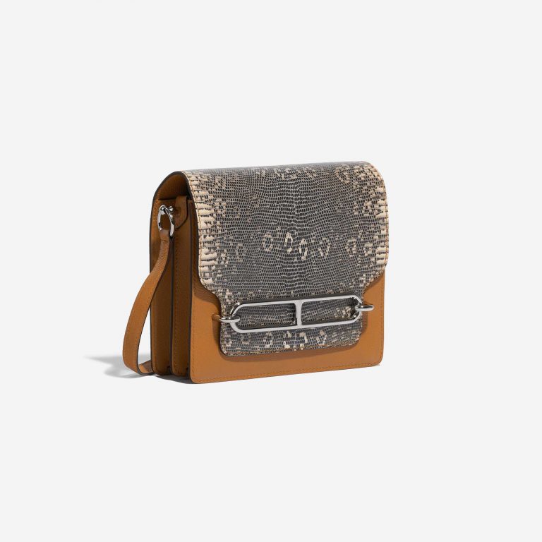 Pre-owned Hermès bag Roulis Mini Lizard Ombre Caramel Brown Side Front | Sell your designer bag on Saclab.com