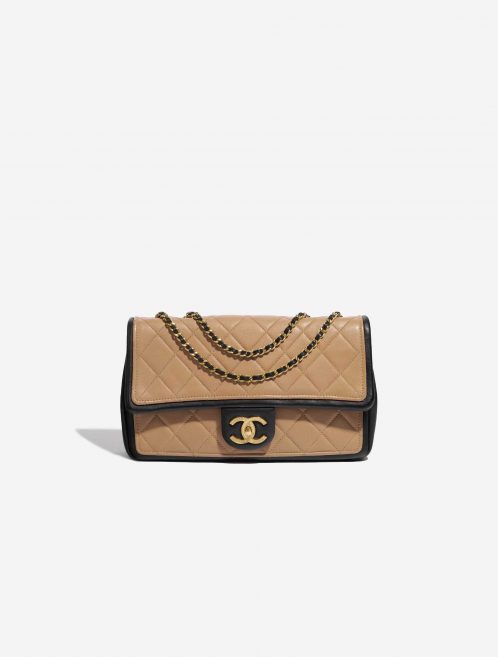 Pre-owned Chanel bag Timeless Medium Calf Black / Beige Beige, Black Front | Sell your designer bag on Saclab.com