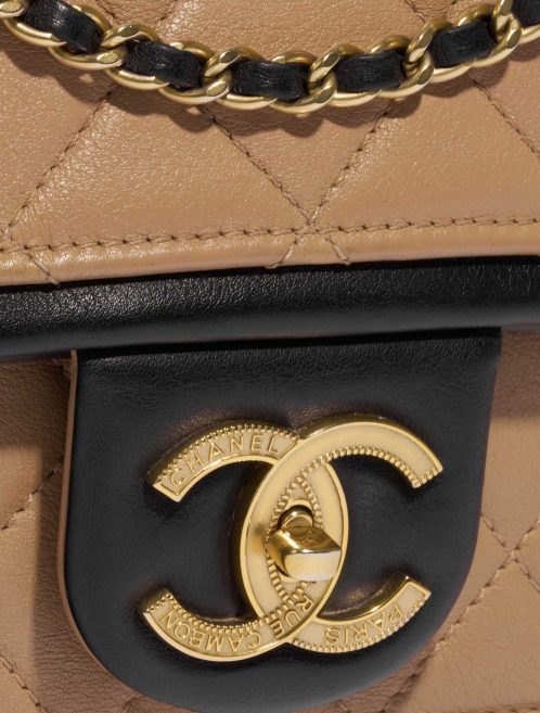 Pre-owned Chanel bag Timeless Medium Calf Black / Beige Beige, Black Closing System | Sell your designer bag on Saclab.com