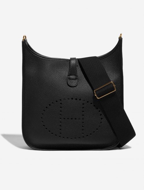 Pre-owned Hermès bag Evelyne 29 Taurillon Clemence Black Black Front | Sell your designer bag on Saclab.com