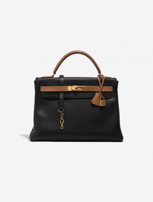 Pre-owned Hermès bag Kelly 32 Ardennes / Barenia Black / Gold Black Front | Sell your designer bag on Saclab.com