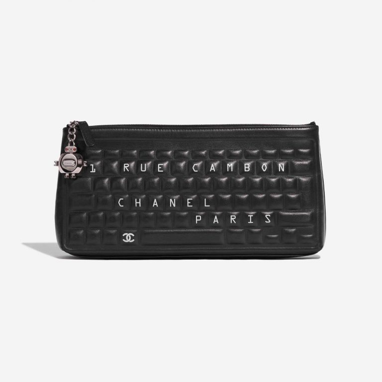Pre-owned Chanel bag Keyboard Clutch Calf Black Black Front | Sell your designer bag on Saclab.com
