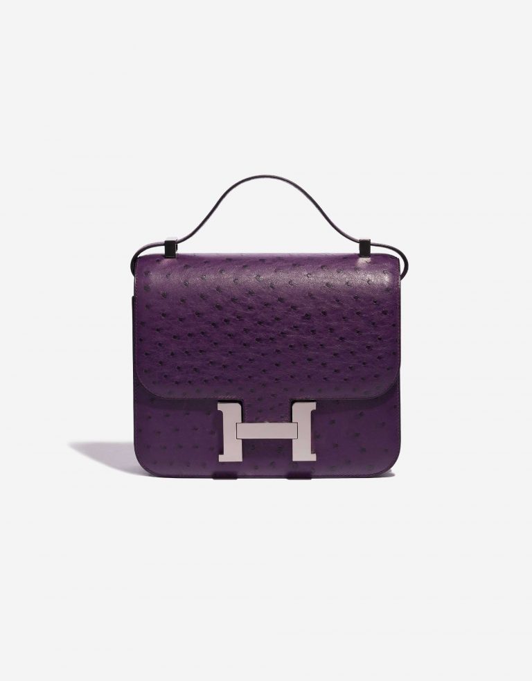 Pre-owned Hermès bag Constance 24 Ostrich Violin Violet Front | Sell your designer bag on Saclab.com