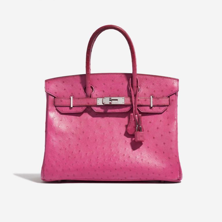 Pre-owned Hermès bag Birkin 30 Ostrich Fuchsia Pink Front | Sell your designer bag on Saclab.com