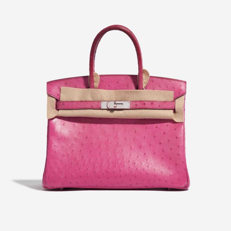 Pre-owned Hermès bag Birkin 30 Ostrich Fuchsia Pink Front Velt | Sell your designer bag on Saclab.com