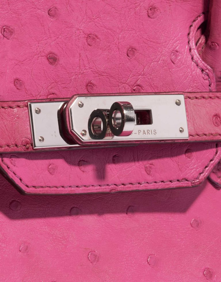 Pre-owned Hermès bag Birkin 30 Ostrich Fuchsia Pink Closing System | Sell your designer bag on Saclab.com