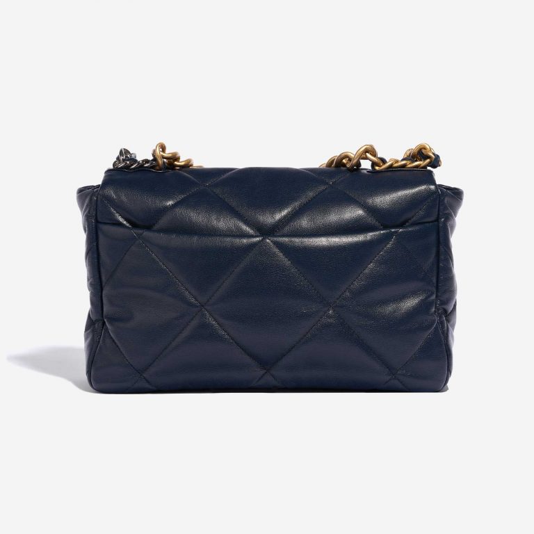 Pre-owned Chanel bag 19 Flap Bag Large Lamb Navy Blue Back | Sell your designer bag on Saclab.com