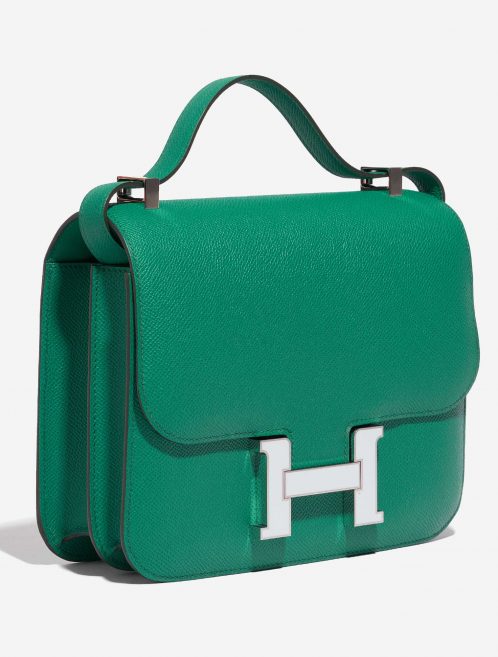 Pre-owned Hermès bag Constance 24 Epsom Vert Jade / Blue Brume Green Side Front | Sell your designer bag on Saclab.com