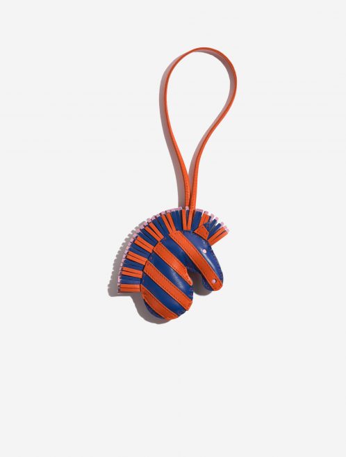 Pre-owned Hermès bag GeeGee Savannah Charm Milo Lamb Bleu de France / Orange Poppy / Mauve Sylvestre Blue, Orange, Rose Front | Sell your designer bag on Saclab.com