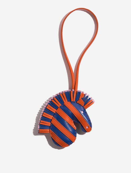 Pre-owned Hermès bag GeeGee Savannah Charm Milo Lamb Bleu de France / Orange Poppy / Mauve Sylvestre Blue, Orange, Rose Detail | Sell your designer bag on Saclab.com