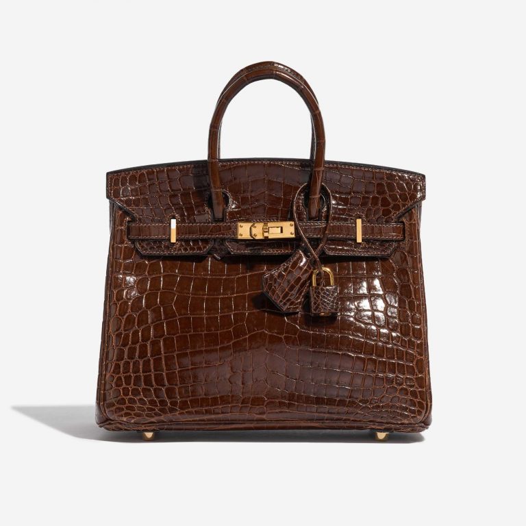 Pre-owned Hermès bag Birkin 25 Niloticus Crocodile Miel Brown Front | Sell your designer bag on Saclab.com