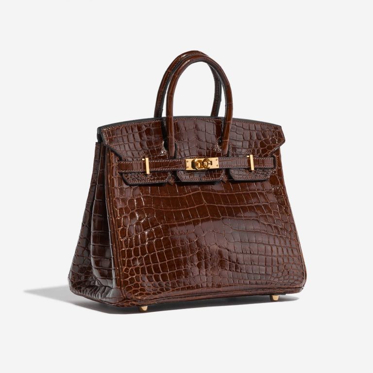 Pre-owned Hermès bag Birkin 25 Niloticus Crocodile Miel Brown Side Front | Sell your designer bag on Saclab.com