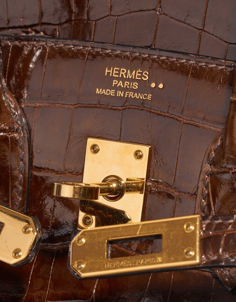 Pre-owned Hermès bag Birkin 25 Niloticus Crocodile Miel Brown Logo | Sell your designer bag on Saclab.com