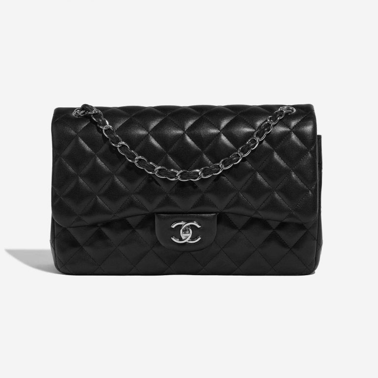 Pre-owned Chanel bag Timeless Jumbo Lamb Black Black Front | Sell your designer bag on Saclab.com