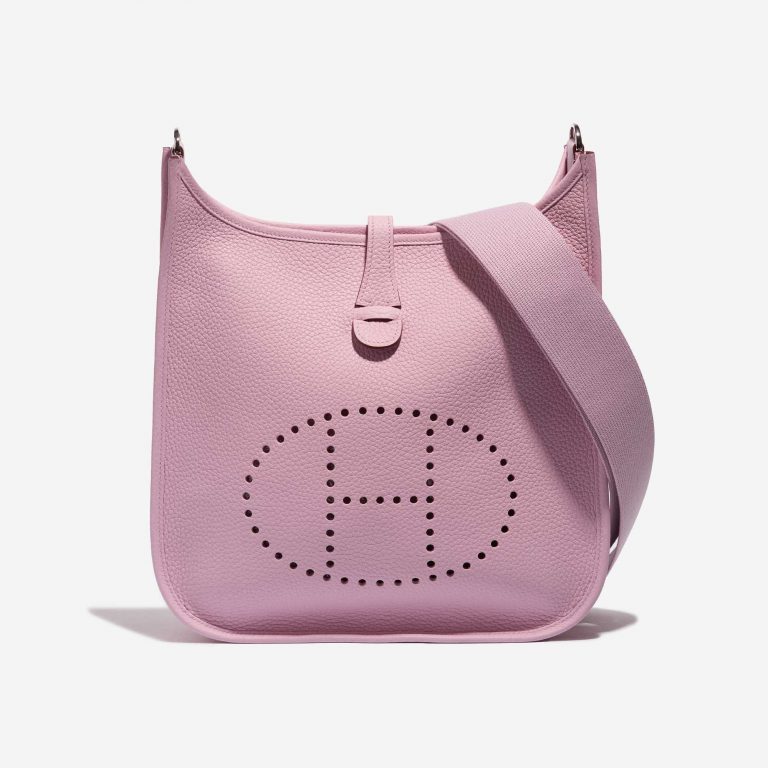 Pre-owned Hermès bag Evelyne 29 Clemence Mauve Sylvestre Rose Front | Sell your designer bag on Saclab.com