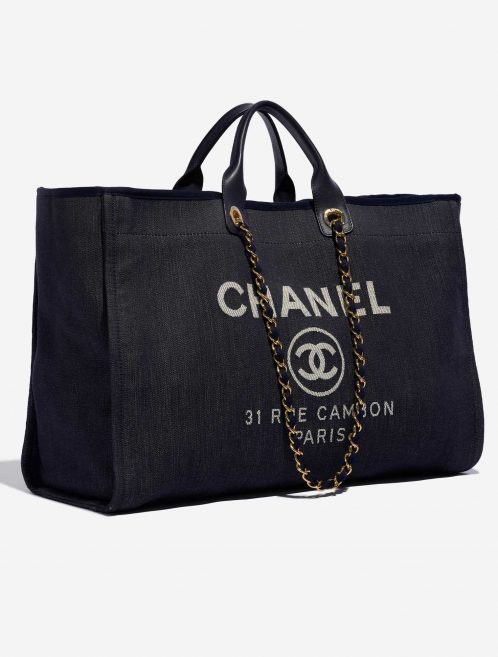 Pre-owned Chanel bag Deauville Maxi Denim Blue Blue Side Front | Sell your designer bag on Saclab.com