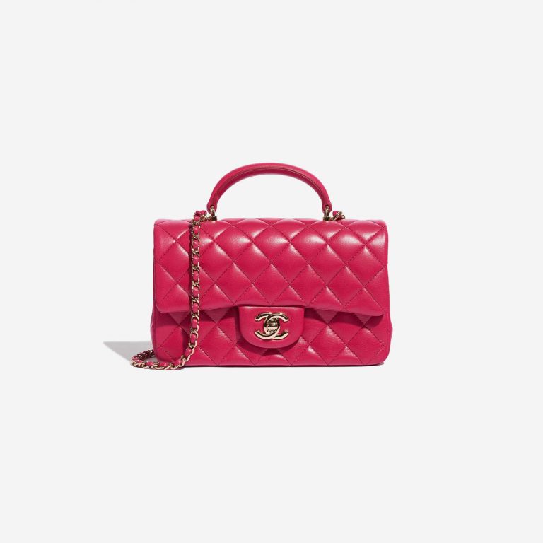 Pre-owned Chanel bag Timeless Mini Rectangular Lamb Raspberry Pink, Rose Front | Sell your designer bag on Saclab.com