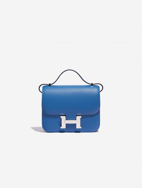 Pre-owned Hermès bag Constance 18 Swift Blue Mykonos / Blue Encre Blue Front | Sell your designer bag on Saclab.com