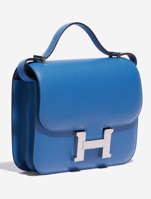Pre-owned Hermès bag Constance 18 Swift Blue Mykonos / Blue Encre Blue Side Front | Sell your designer bag on Saclab.com