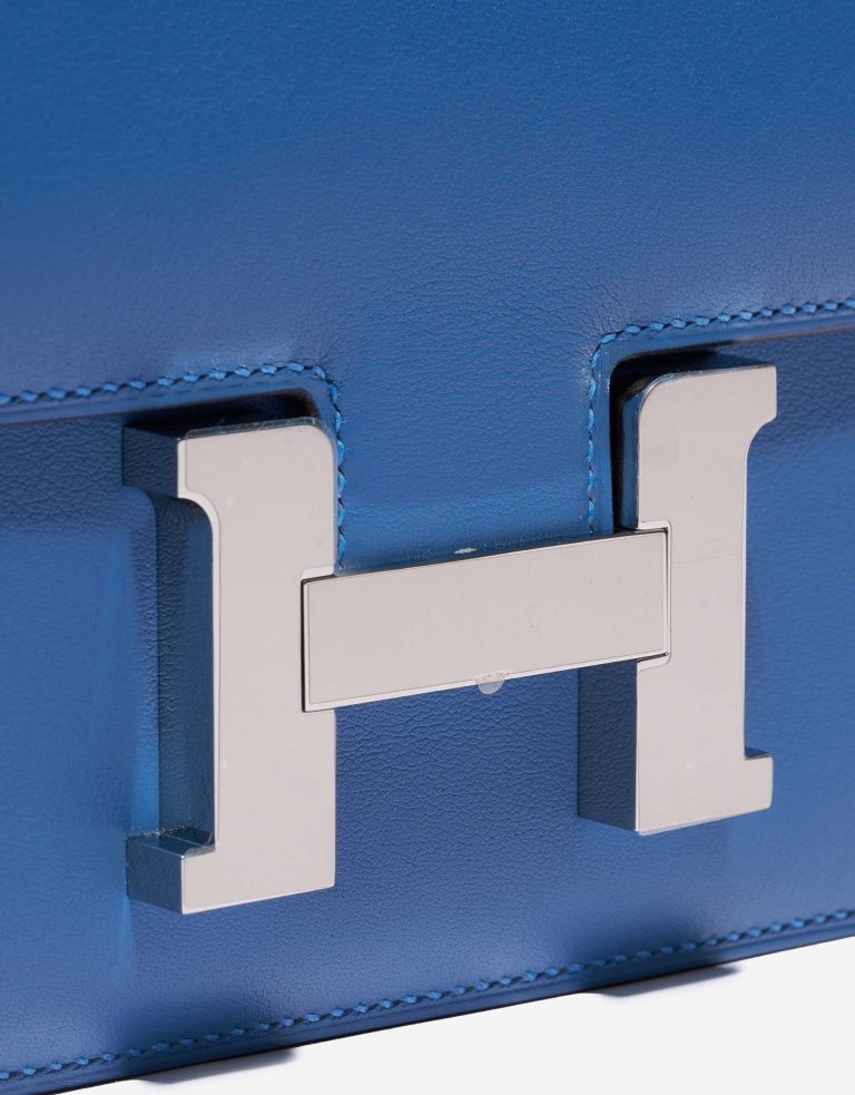Pre-owned Hermès bag Constance 18 Swift Blue Mykonos / Blue Encre Blue Front | Sell your designer bag on Saclab.com
