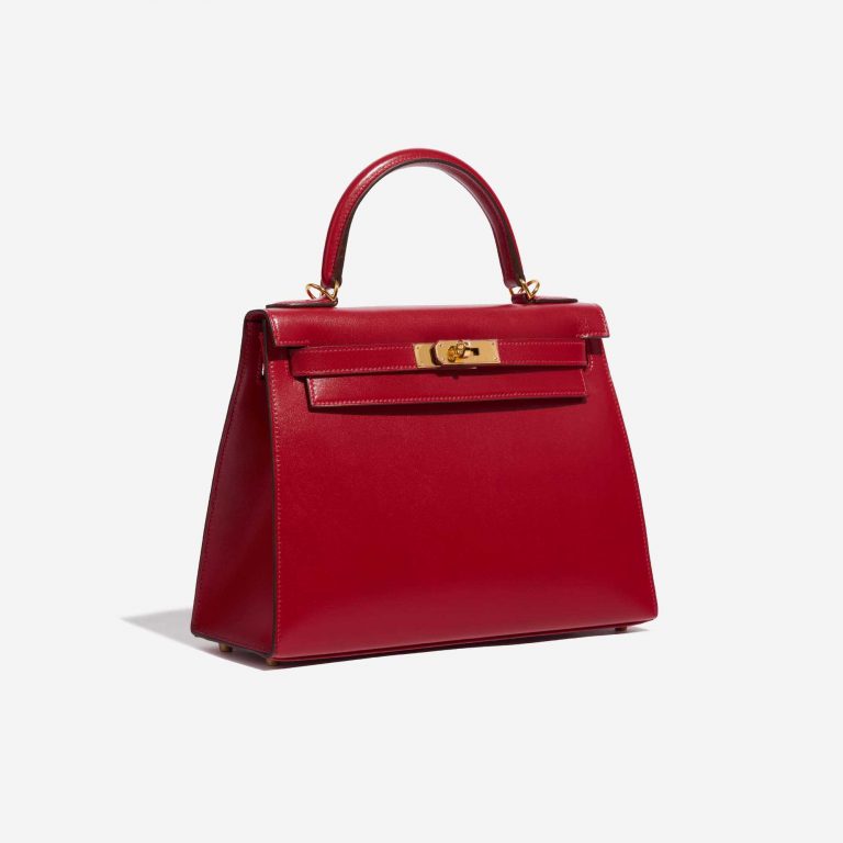 Pre-owned Hermès bag Kelly 28 Tadelakt Rouge Vif Red Side Front | Sell your designer bag on Saclab.com