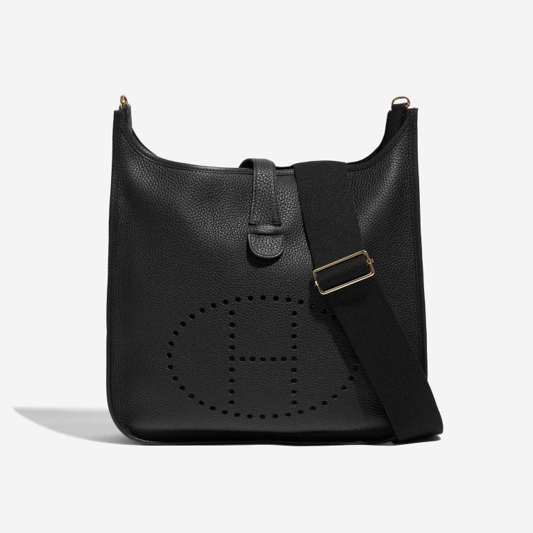 Pre-owned Hermès bag Evelyne 33 Taurillon Clemence Black Black Front | Sell your designer bag on Saclab.com