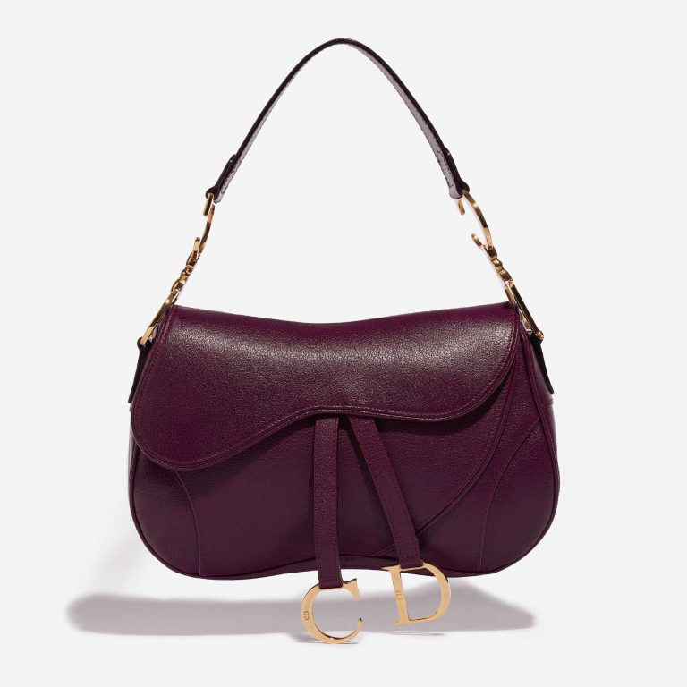 Pre-owned Dior bag Double Saddle Calf Purple Violet Front | Sell your designer bag on Saclab.com