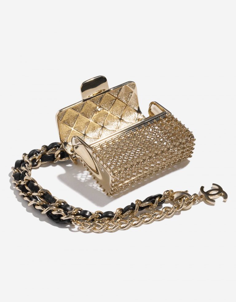 Pre-owned Chanel bag Timeless Micro Necklace Metal Pale Gold Gold Front Open | Sell your designer bag on Saclab.com