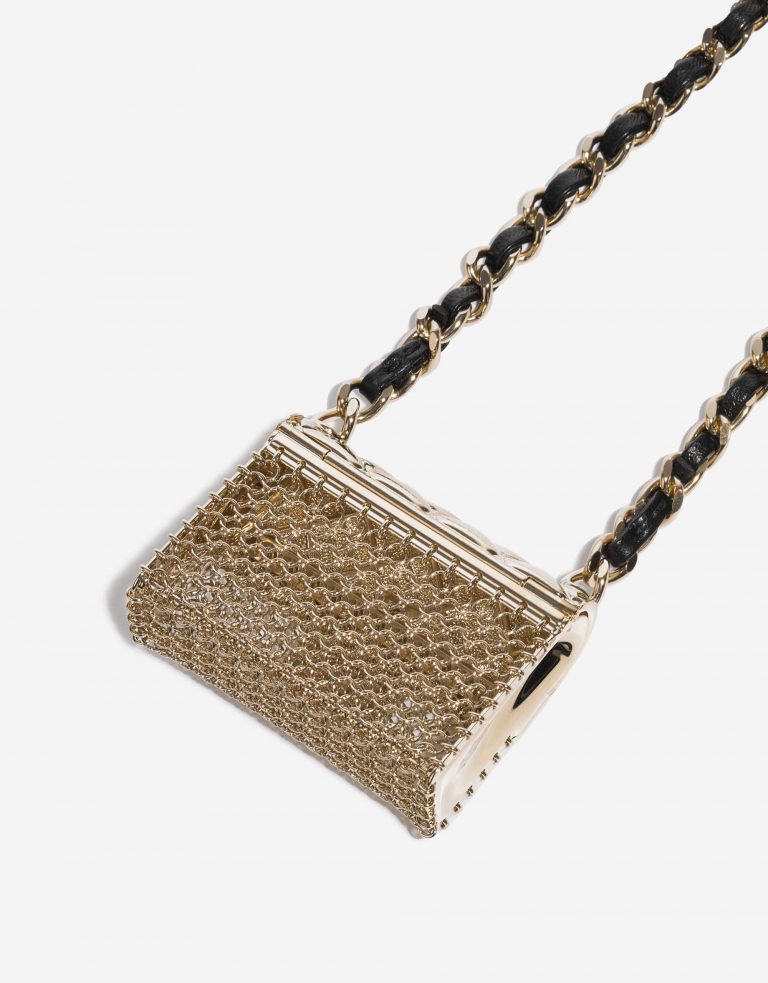 Pre-owned Chanel bag Timeless Micro Necklace Metal Pale Gold Gold Side Back | Sell your designer bag on Saclab.com
