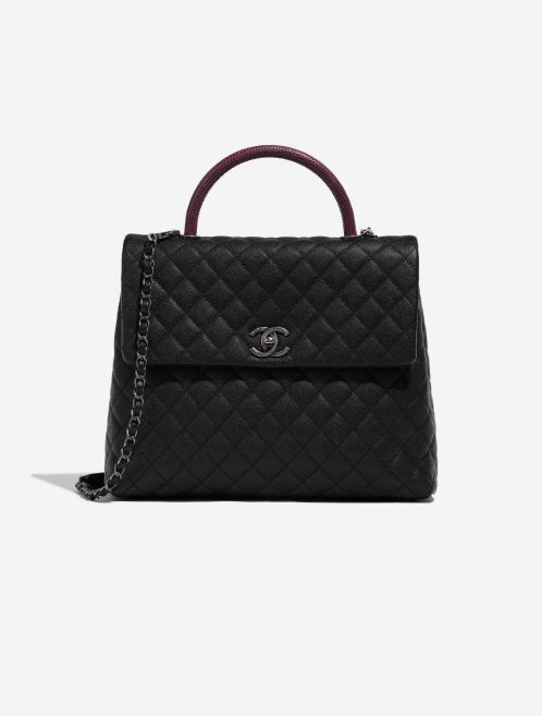 Pre-owned Chanel bag Timeless Handle Large Caviar Black / Burgundy Black Front | Sell your designer bag on Saclab.com